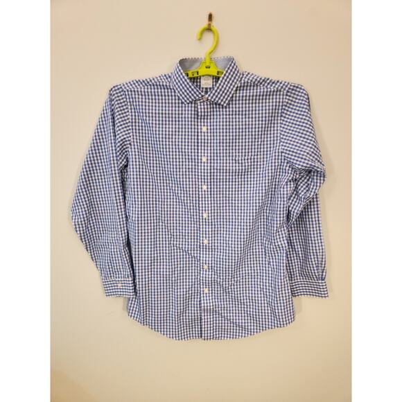 Brooks Brothers 100% Cotton Shirt Mens 17 37 Blue Gingham Check Long Sleeve - Picture 3 of 10